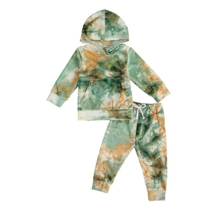 

Nituyy Boys Girls 2PC Tie Dye Outfit Hoodie Sweatshirt Pullover Tops Pants