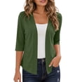 thumbnail image 2 of Stamzod Summer Light Weight Cardigan Women Dressy Casual 3/4 Sleeve Open Front Cardigans Fashion Clothing Green M, 2 of 7