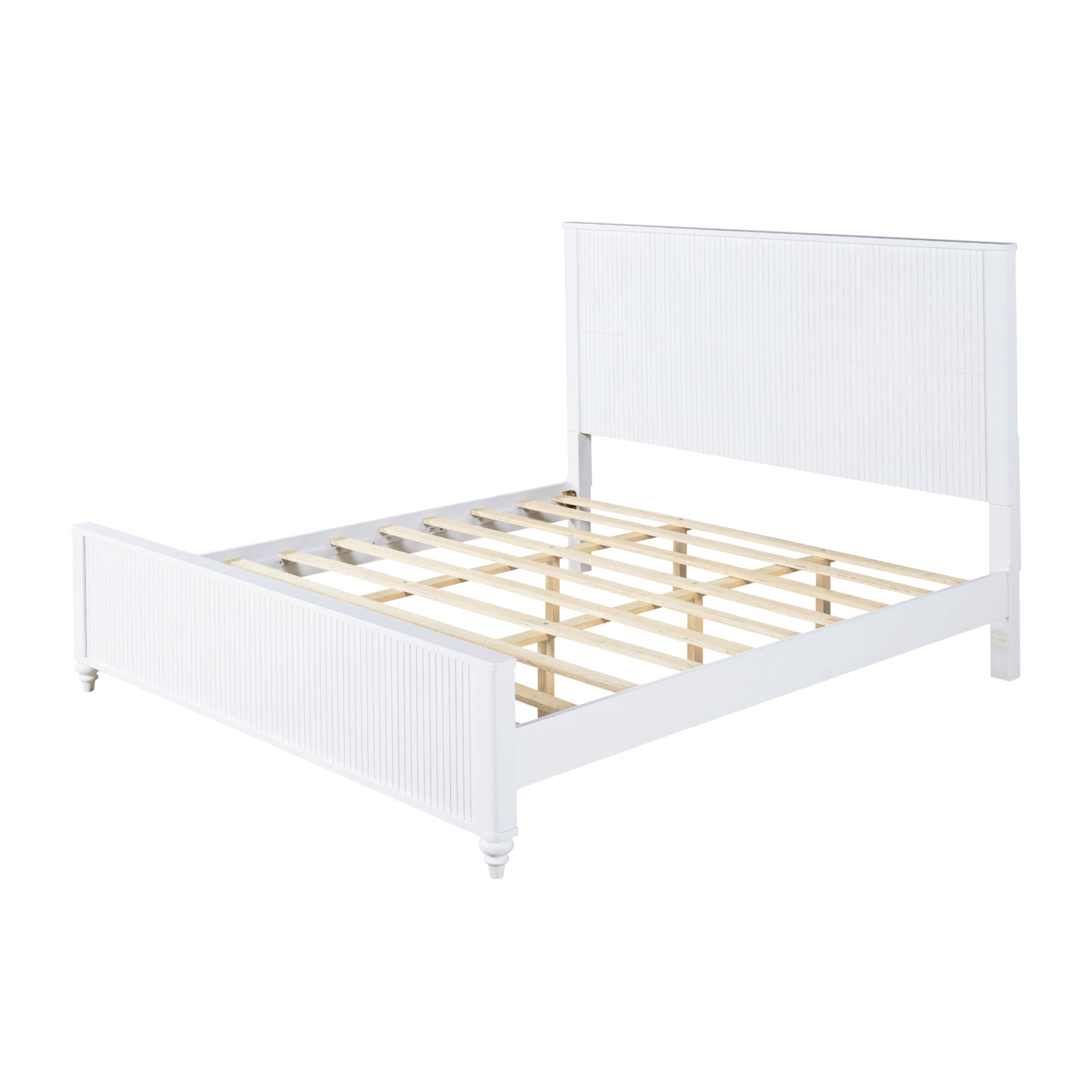 Christopher Knight Home Modern King Bed Frame with 2 Drawer Nightstands, Grooved Design, White