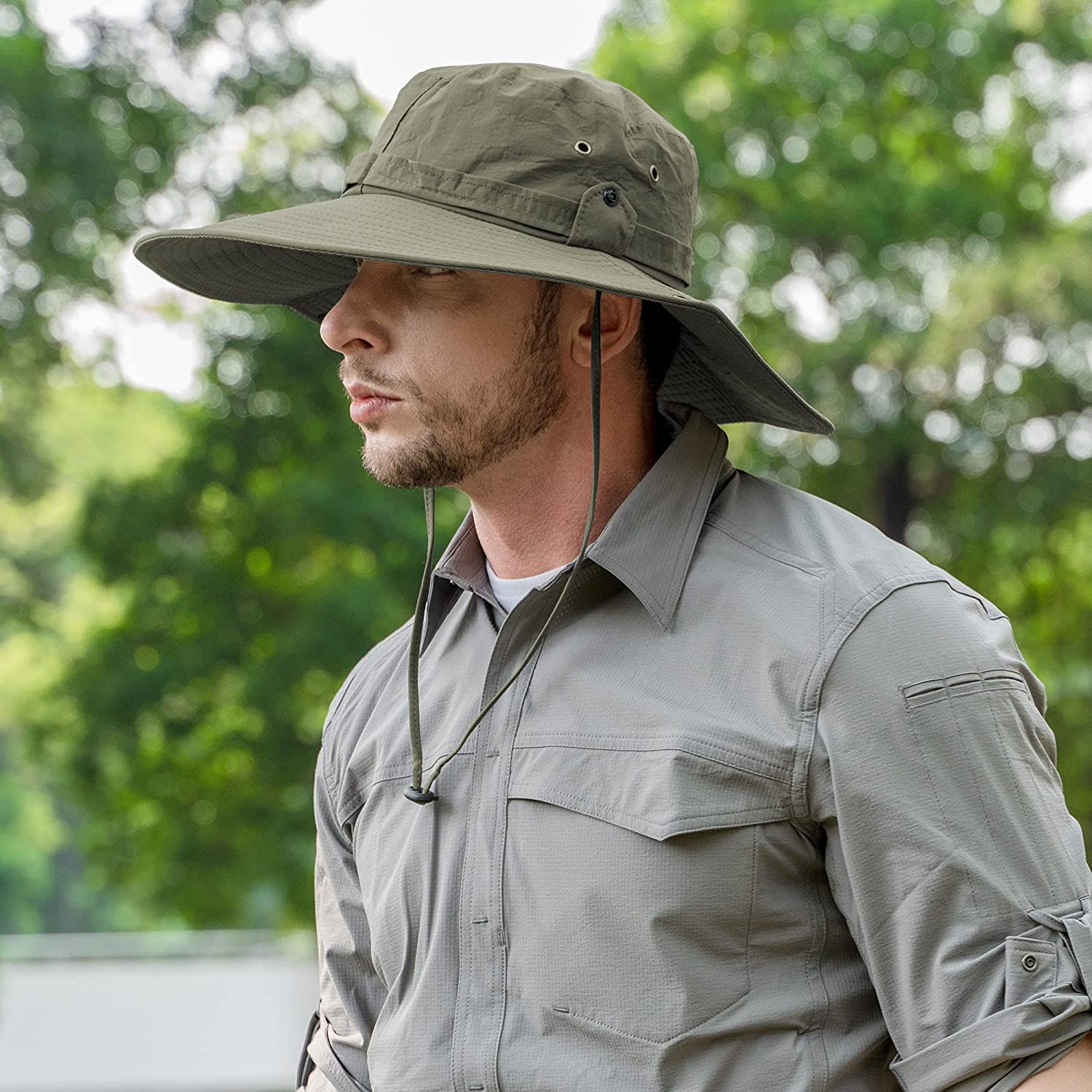 Mens Wide Brim Boonie Hat Waterproof 