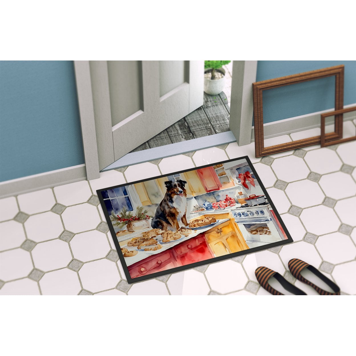 Carolines Treasures DAC3719MAT 18 x 27 in.  Australian Shepherd Christmas Cookies Doormat