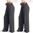 thumbnail image 3 of Comdrip Womens Wide Leg Sweatpants 2Pc Women's Wide Leg Pants Women Summer Solid Color Pants High Waist Trousers Wide Leg Sweatpants Women Dark Gray 2XL, 3 of 4