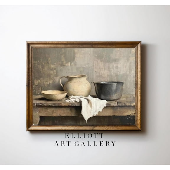 Rustic Kitchen Rustic Farmhouse Print Poster Pottery Still Life Warm Tone Wall Art Poster Country Wall Art Poster E123, Unframed Poster Size 8x12 F03.1.18l111