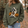 thumbnail image 3 of Halloween Shirt, Ghost Raccoon Drinking Coffee Sweatshirt, Pumpkin Spooky Hoodie, Cute Trick or Treat T-Shirt, Raccoon Lover Gift for Women, 3 of 9