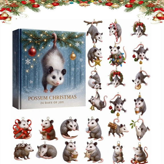 Hamster Advent Calendars 2025,24 Days Christmas Countdown Calendar with 2D Acrylic Festive Cute Hamster Ornaments | Hamsters Figurine Hanging Pendants for Animal Lovers Christmas Decorations