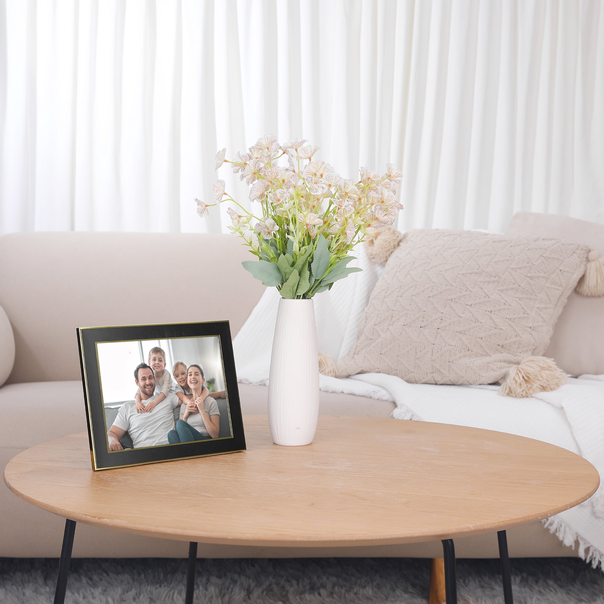Unique Bargains Modern Picture Frame Brushed Aluminum Metal Photo Frame Black 6x8