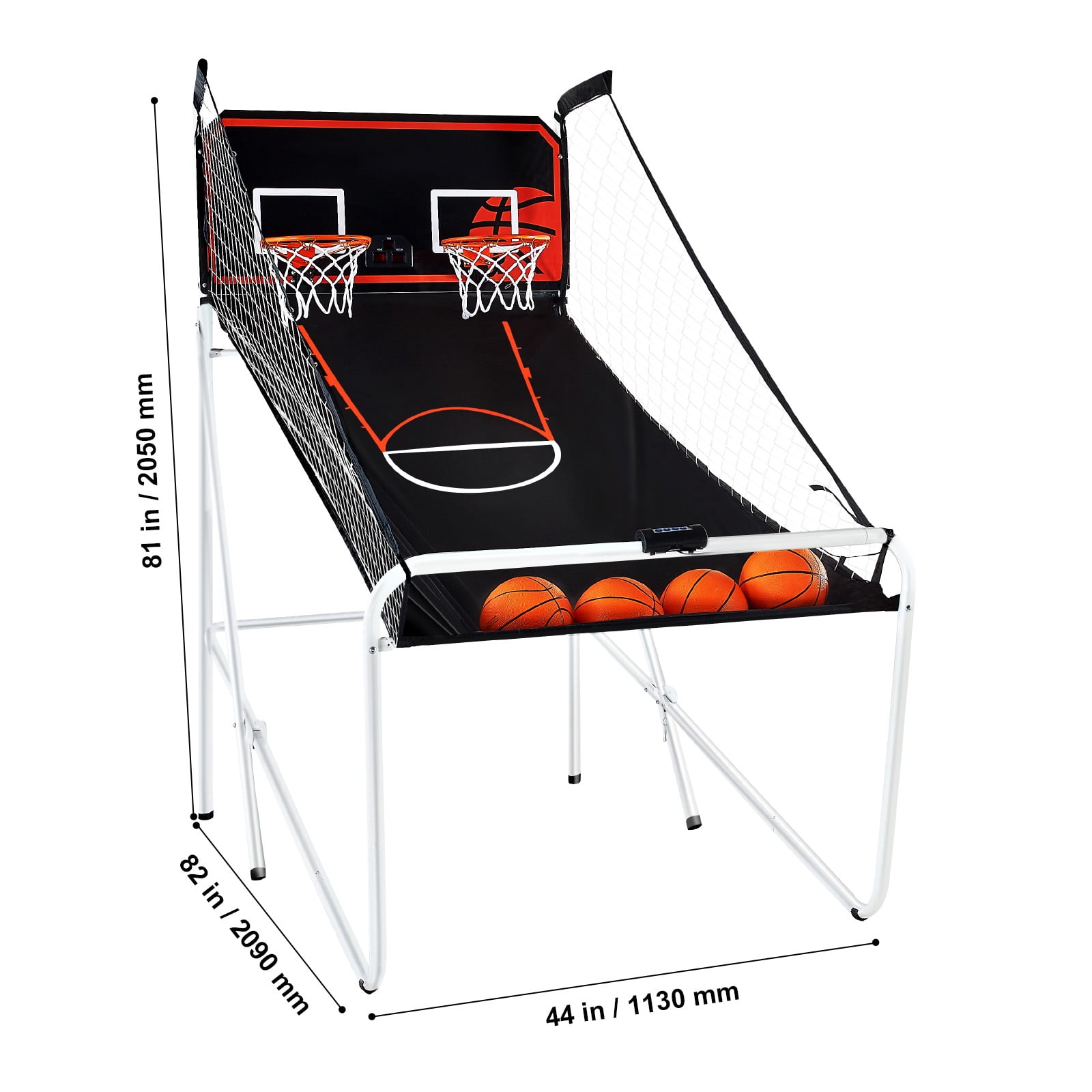 KFFKFF 82" Foldable Electronic Basketball, 2-player Indoor Hoops Challenge Game, Foldable Basketball Arcade Game with 4 Basketballs, 8 Play Styles, Digital Scoring System, and Air Pump