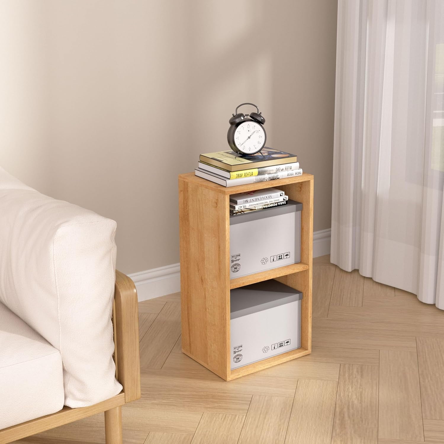 2 Cube Bookcase, 3 Tier Open Shelf Storage Cabinet, Stackable Wooden Multipurpose Display Cabinet Organizer Shelf for Living Room, Bedroom, Hallway, Home Office, Classroom, 11.81*9.25*21.1 in
