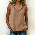 thumbnail image 6 of Kezqiaxn Sleeveless Tops for Women Summer Collared Button Up Shirt Loose Fit Work Blouses Fashion Clothing, 6 of 8