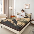thumbnail image 4 of Homewish Female Men Women Safari Wolf Twin Sheet Sets 3pcs,Jungle Animal Twin Fitted Sheet Microfiber,Vintage Cabin Breathable Flat Sheet,Breathable Home Decor, 4 of 7