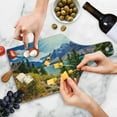 thumbnail image 4 of Landscape Cutting Board, National Park Banff Canadian Rockies Mountain Trees Glacial Lake Sunny Sky, Tempered Glass Cutting and Serving Board, Wine Bottle Shape, Aqua Mauve Green, by Ambesonne, 4 of 5