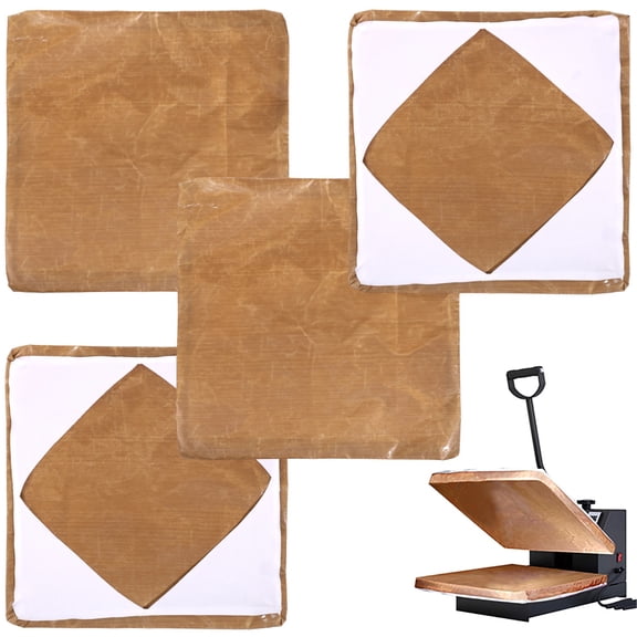 4 Pcs Heat Press Wrap Covers, 15x15" Non-Stick Heat Press Platen Sheets, Heat Resistant Protective Mats, Reusable Pads for Sublimation Machines, Easy to Clean