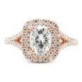 thumbnail image 2 of 1 1/2 ct. t.w Center 5X7MM Oval Cut Lab Created Moissanite Diamond Double Halo Engagement Ring In 14k Rose Gold Over Sterling Silver (VVS1 Clarity, 1.50 Cttw) Size -4, 2 of 5