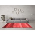 thumbnail image 3 of Ahgly Company Machine Washable Indoor Round Abstract Red Modern Area Rugs, 4' Round, 3 of 4