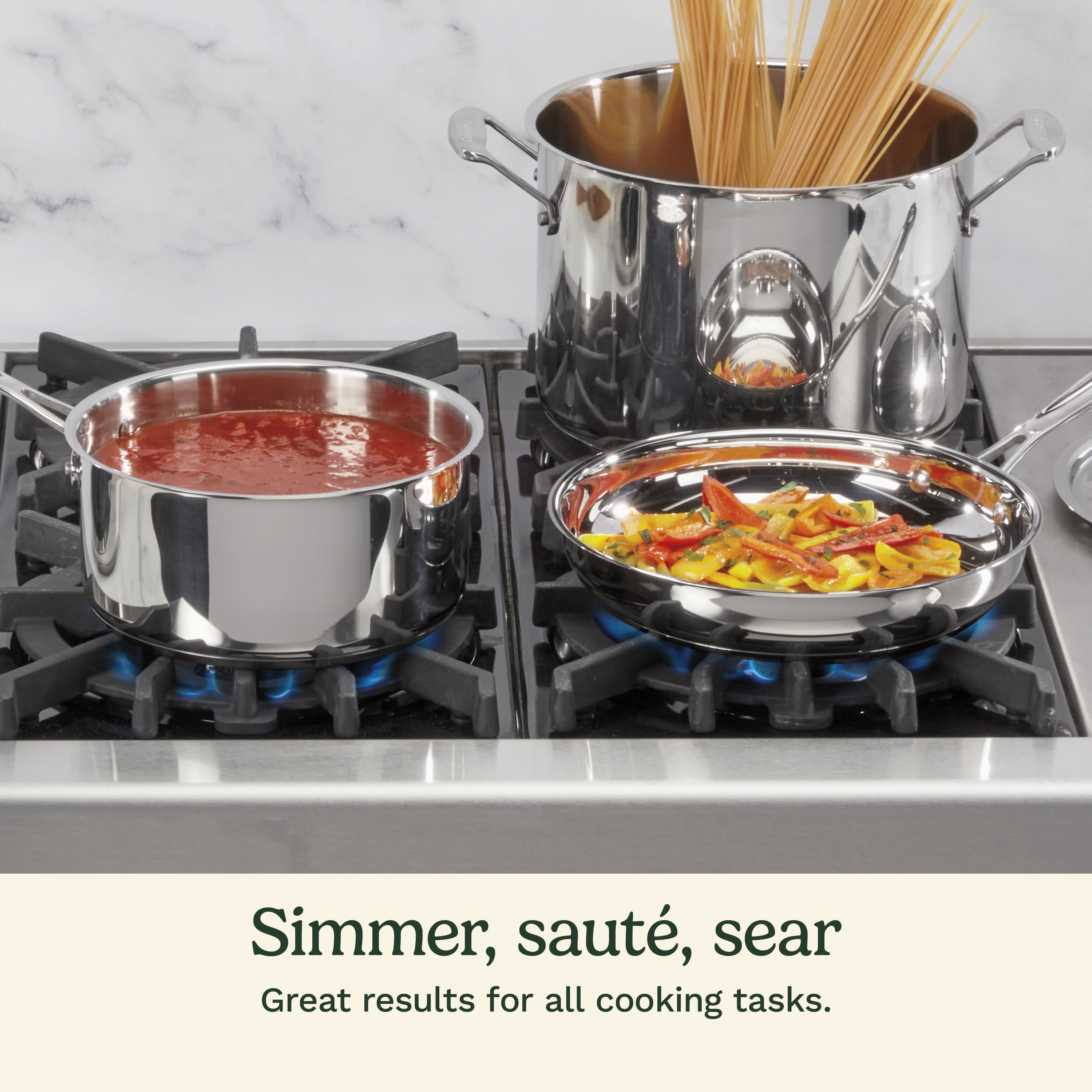Cuisinart Chef’s Classic 7-Piece Stainless Steel Cookware Set, Aluminum Core Base, Oven Safe