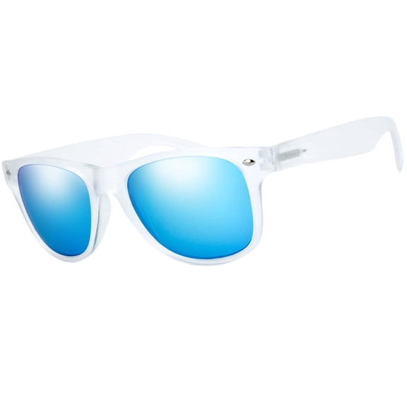 Matte Frosted Frame Reflective Colored Mirror Lens Spring Temple Horn Rimmed Sunglasses - Gift Idea for Men Women - FR1000401