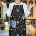 thumbnail image 6 of Black White Gothic Moon Flower Leaf Pattern Apron-Garden Aprons for Women with Pockets-Cotton Linen Waterproof Kitchen Cooking Gardening Aprons Adjustable for Kitchen,Cooking,BBQ and Salon 33x27 Inch, 6 of 7
