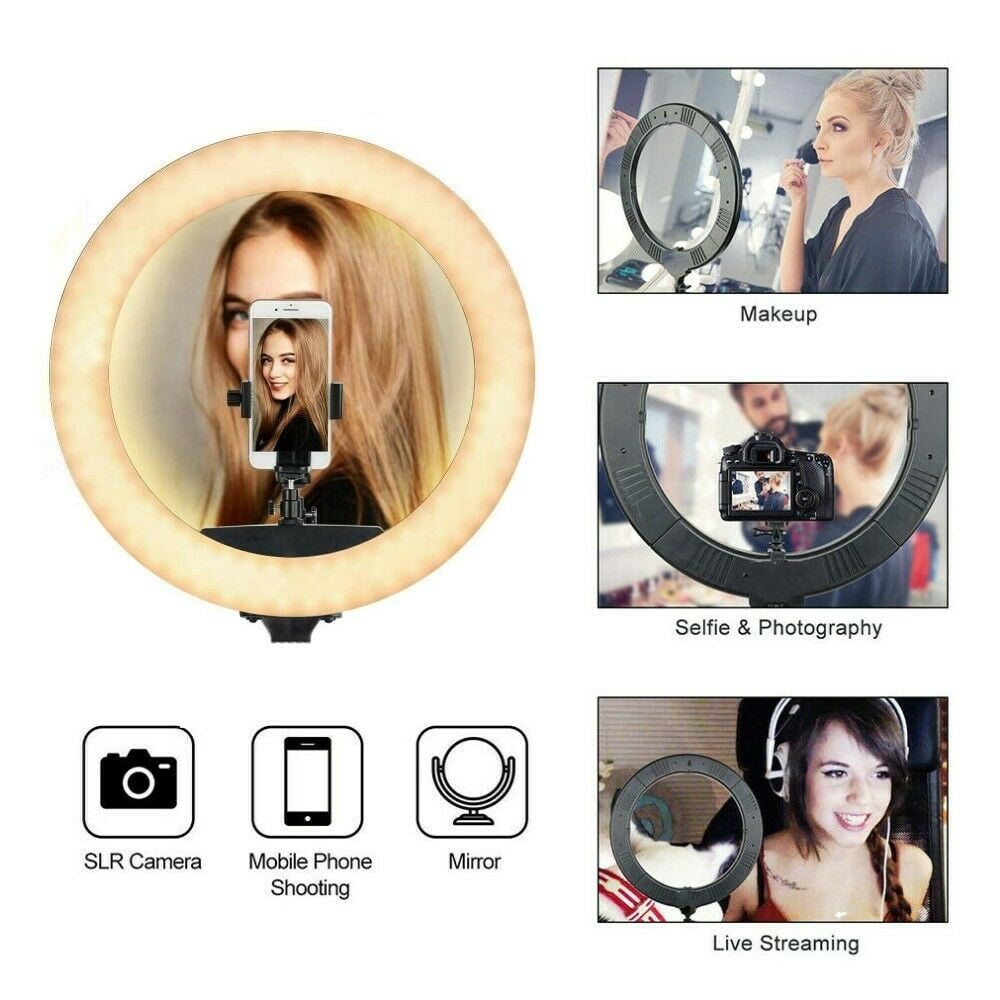 17 inch LED Ring Light with Tripod Stand, Adjustable Color Temperature 2800k to 5600k Makeup Ring lights with Phone Holder, Carryin Bag,Bluetooth for Camera, YouTube