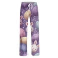 thumbnail image 4 of Fgvctg Easter Plus Size Pajamas for Women Loose Wide Leg Sleepwear Pajama Pant Comfy Bunny Graphic High Waisted Pj Easter Eggs Spring Drawstring Lounge Pants with Pockets Light Purple 2XL, 4 of 5
