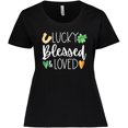 thumbnail image 3 of Inktastic Lucky Blessed and Loved Horseshoe Clover Hearts Women's Plus Size T-Shirt, 3 of 5