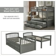 thumbnail image 7 of Cfowner Twin Over Twin Bunk Bed with Twin Trundle Bed, Wood Bunk Bed Frame with Ladder Safety Rail 3 Storage Drawers for Teens, 7 of 7