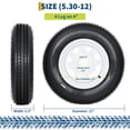 thumbnail image 2 of 5.30-12 5.30x12 530-12 Trailer Tire and Wheel Assembly, Heavy-Duty Load Range C 6PR, 4 Lug, 12 Inch White Wheel for Utility/Boat/Camper Trailers, Set of 2, 2 of 9