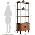thumbnail image 2 of 71" Tall Bookshelf, 4-Tier Book Shelf with Storage Cabinet, Modern Bookcase with Sliding Door and Adjustable Footpad, Freestanding Storage Organizer Bookshelf for Living Room, Bedroom, Walnut, 2 of 7