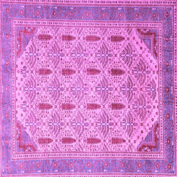 Ahgly Company Indoor Square Abstract Purple Modern Area Rugs, 8' Square
