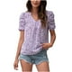 thumbnail image 1 of Blusa de camiseta informal con estampado de manga corta y cuello en V de verano para mujer a la moda Fridja  hjk6204, 1 of 7