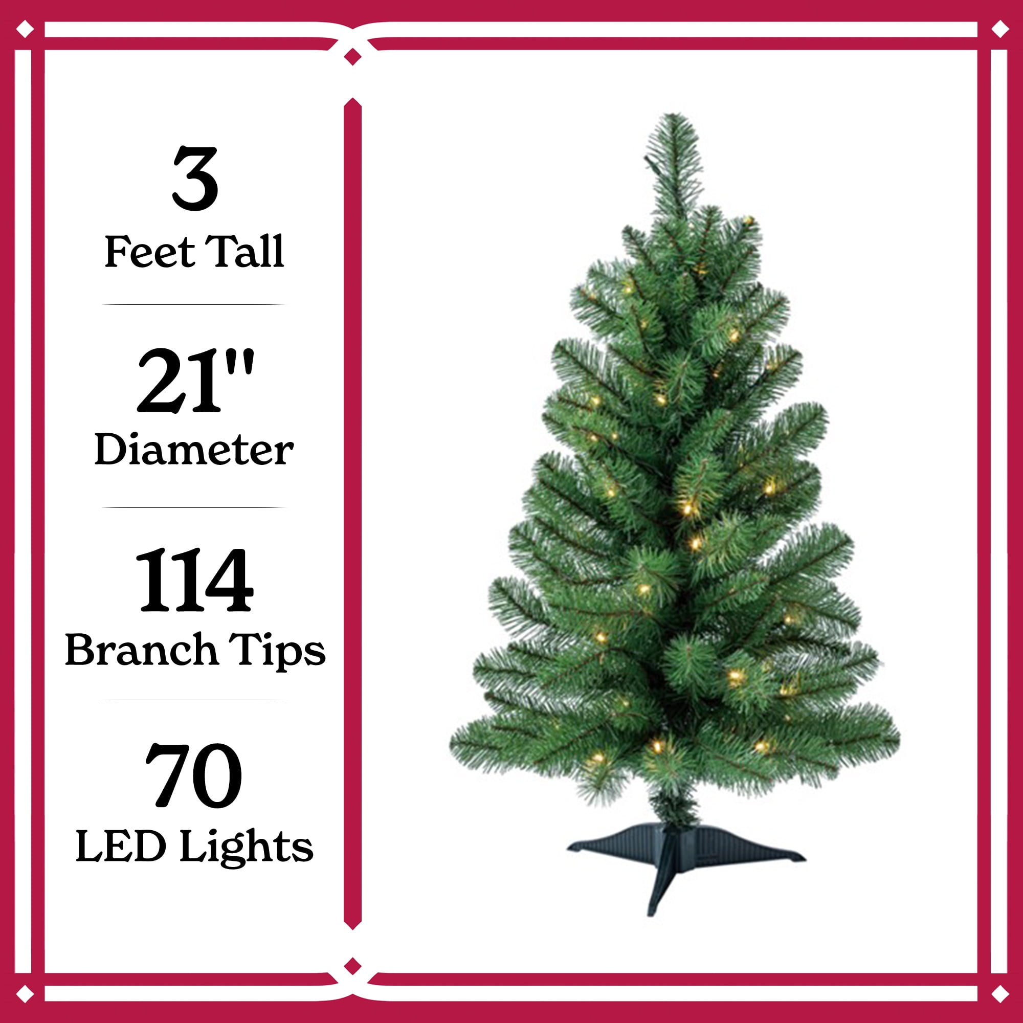 3' Pre-Lit Winston Pine Artificial Christmas Tree with Multicolor LED Lights, by Holiday Time