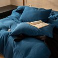 thumbnail image 3 of Thl1134 Cotton Linen Duvet Cover Set Ultra Soft, Comfortable, Solid Color, iPhone 14, 3 of 9