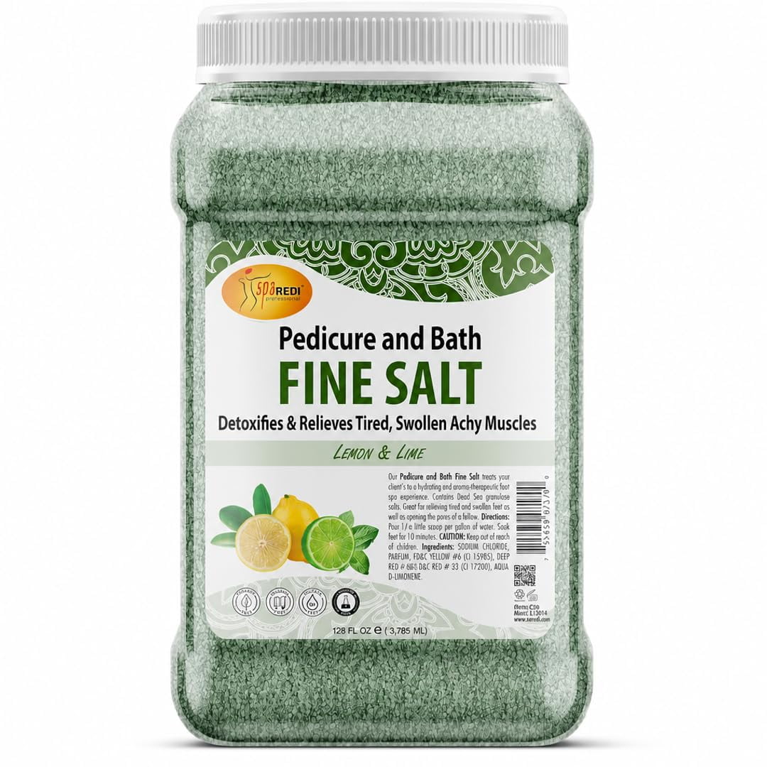 SPA REDI - Detox Foot Soak Pedicure and Bath Fine Salt, Lemon and Lime,128 Oz - Made with Dead Sea Salts, Argan Oil, Coconut Oil, and Essential Oil - Hydrates, Softens and Moisturizes