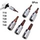 thumbnail image 5 of EchoBliss 5 Piezas Para Torx Brocas De Destructor Herramientas De Cabeza De Zócalo De Accionamiento De 1/4 Pulgadas T15 T20 T25 T30 T40, 5 of 11