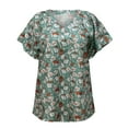 thumbnail image 3 of Samickarr Boho Shirts For Womens Summer Tops Dressy Casual Boho Floral Print V Neck Short Sleeve T-Shirt Loose Fit Blouses Tunics Tops, 3 of 4