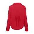 thumbnail image 3 of Womens Button Down Cotton Linen Shirts V Neck Long Sleeve Casual Tops Lightweight Loose Fit Vacation Blouse with Pocket, 3 of 5
