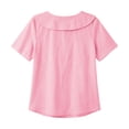 thumbnail image 6 of Women's Sailor Lapel Blouse Solid V Neck Short Sleeve Tunic Shirts Lightweight Summer Basic Tops Casual Outfit Pink, 6 of 6