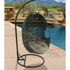 Hanover Outdoor Furniture Rattan Wicker Pod Swing Chair with Sage Green Cushion