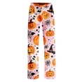 thumbnail image 4 of Womens Halloween Pajama Pants Loose Fit Sleep Lounge Bottoms Full Length Straight Leg Pull On Pajamas Elastic Waist No Drawstring Soft Homewear Orange L, 4 of 6