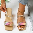 thumbnail image 4 of Sandalias planas informales de color para mujer, cómodos zapatos de playa de dos usos, zapatillas fáciles de poner y quitar Wmkox8yii  ytu8382, 4 of 9