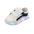 thumbnail image 4 of UTTOASFAY Toddler Shoes Children Kid Baby Girls Boys Shoes Striped Bling Flat Led Luminous Sport Sneaker Shoes Black 15-18Months, 4 of 6