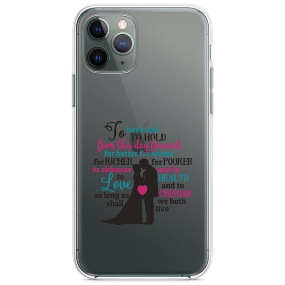 DistinctInk Clear Shockproof Hybrid Case for iPhone 11 Pro MAX (6.5" Screen) - TPU Bumper Acrylic Back Tempered Glass Screen Protector - To Have & To Hold From This Day Forward