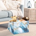 thumbnail image 5 of Blue Marble Large Lidded Bin Foldable Storage Baskets Boxes Cubes Lids with 2 Handles for Home Bedroom Office 16.5x12.6x11.8inch, 5 of 7