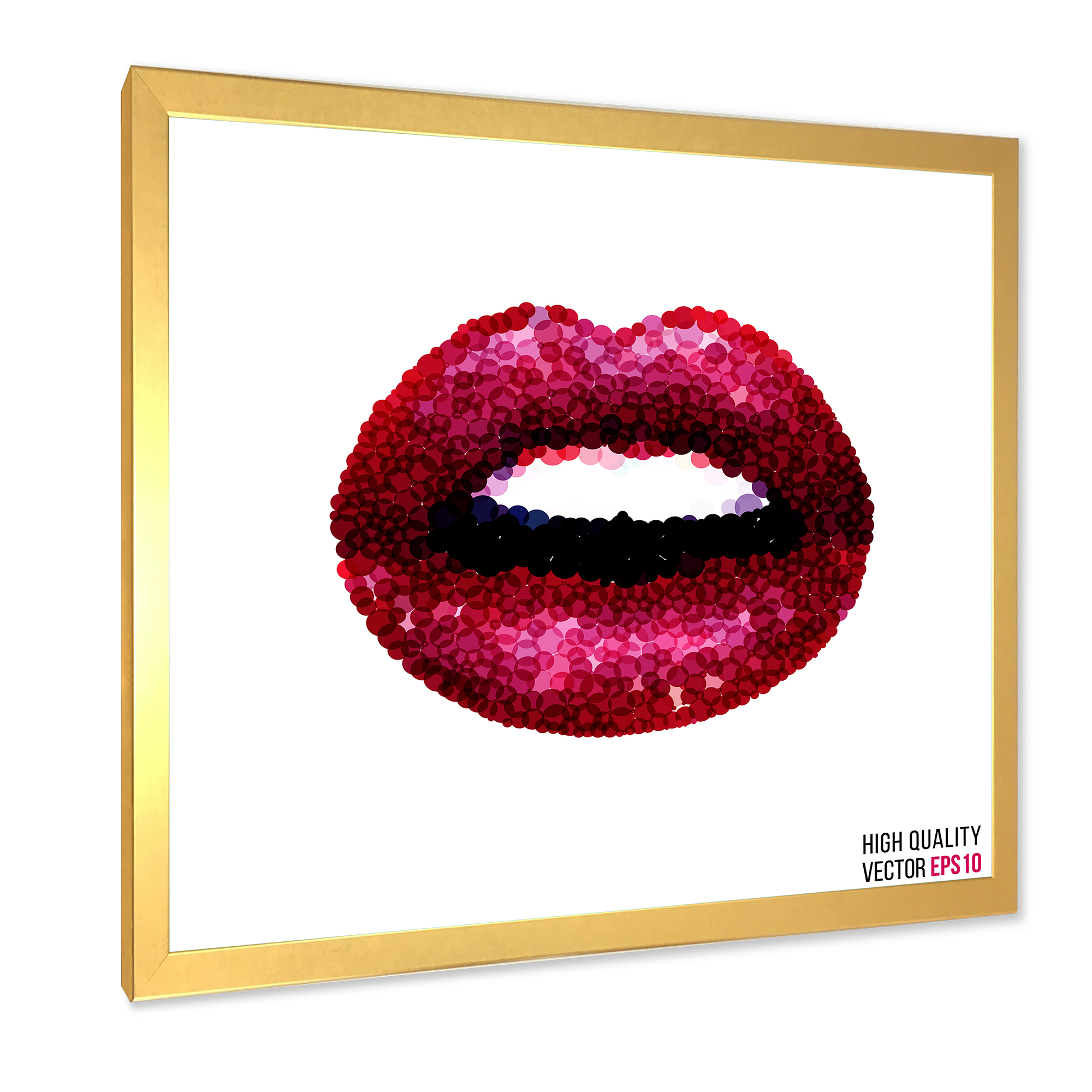 Designart 'Sexy Red Girl Lips' Modern Framed Art Print