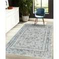thumbnail image 4 of Leaf Decorative Rug, Abstract Neutral Tropical Leaves Exotic Island Palm Hawaiian Jungle Design, Quality Carpet for Bedroom Dorm and Living Room, 6 Sizes, Blue Grey, by Ambesonne, 4 of 4