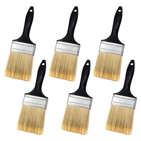 3inch Flat Paint Brushes,Professional Paint Tools with Treated Plastic Handle for DIY Paint,Furniture,Fences,Wall Trim