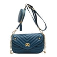 thumbnail image 2 of Bolso bandolera de moda Bolso de hombro acolchado con hilo Cuero de PU para el trabajo Azul Sywqhk Para Estrenar, 2 of 2