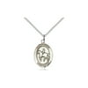 "Solid.925 Sterling Silver Saint St. Kateri/Equestrian 3/4 x 1/2"" Patron Of Environment Sport Medal Pendant On a 18 Sterling Silver Curb Chain Necklace Gift Boxed"