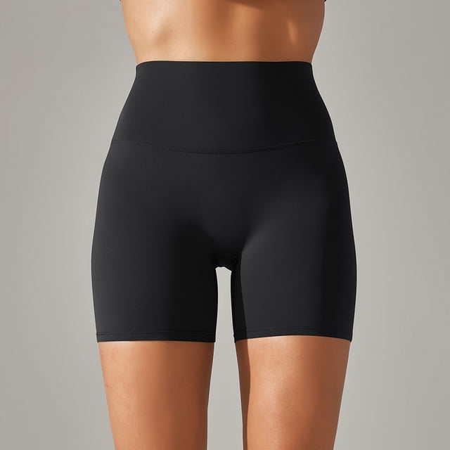 Pantalones Cortos De Yoga Pantalones cortos casuales para mujer Elástico Cintura alta Levantamiento de cadera para deportes de gimnasia (L Negro)