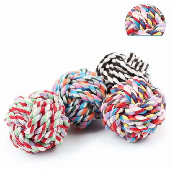 ZYLER- 4Pcs Dog Gnaws Toy Cotton Rope Ball Woven Ball Dog Bite Toy Pet Dog Accessories
