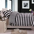 thumbnail image 5 of Ntbay 3-Pieces Microfiber Ultra Soft Striped Print Duvet Cover Set with Zipper Closure and Corner Ties, Black and White, Queen, 5 of 5